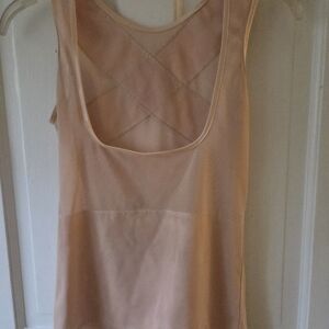 Sheer Crisscross Back Slip Tank - Nude